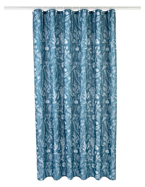 LIVARNO home Sprchový závěs, 180 x 200 cm (modrá vzorovaná) (100374187001)