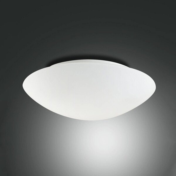 Fabas Luce Stropní svítidlo Pandora, Ø 46 cm, sklo, bílé, stmívatelný, Bílá / opál, Obývací pokoj / jídelna, Sklo