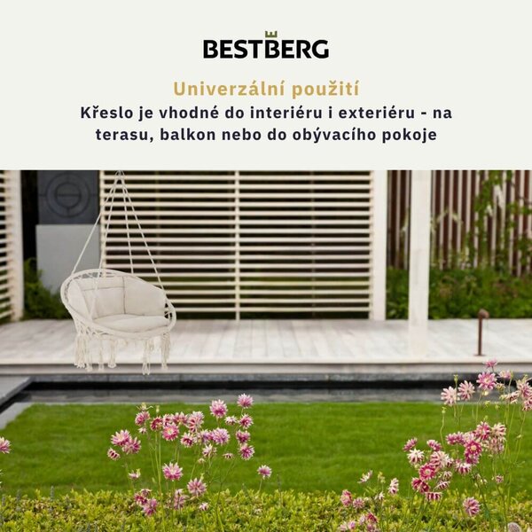 Závěsné houpací křeslo s polstrováním BestBerg BBGS-20BE / béžová