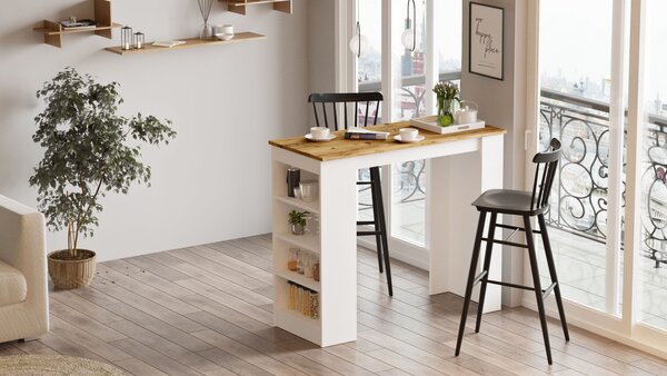 Barový stolek Stan (bílá). Akce -16%