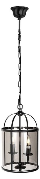 Steinhauer Závěsné světlo Pimpernel, Ø 23 cm, černé, sklo kouřově šedé, stmívatelný, Černá, Chodba, kov, Starožitný