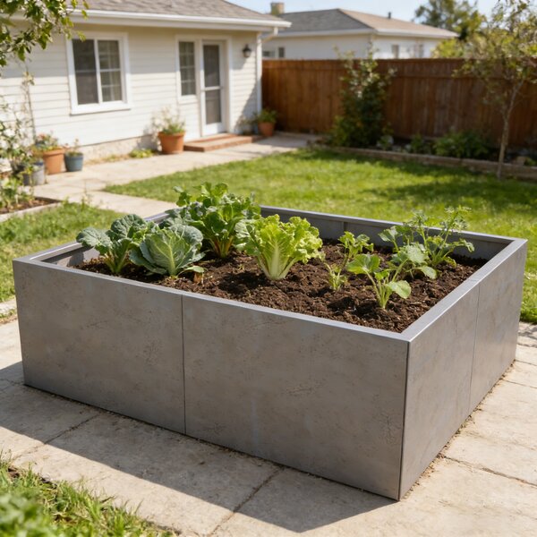 Vyvýšený cortenový zahradní záhon BestBerg BBGR-430CT / 430 l / 100 x 100 x 43 cm / corten