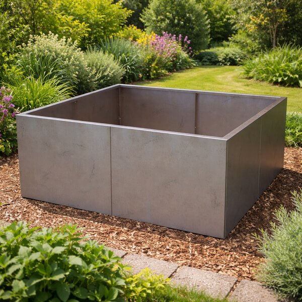 Vyvýšený cortenový zahradní záhon BestBerg BBGR-430CT / 430 l / 100 x 100 x 43 cm / corten