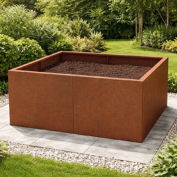 Vyvýšený cortenový zahradní záhon BestBerg BBGR-430CT / 430 l / 100 x 100 x 43 cm / corten