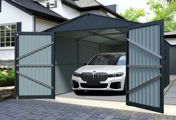 Plechová garáž BestBerg AG-18A / 18 m² / 602 x 300 x 232 cm / šedá