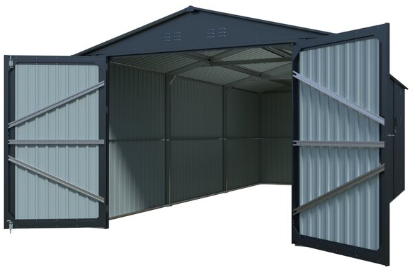 Plechová garáž BestBerg AG-18A / 18 m² / 602 x 300 x 232 cm / šedá