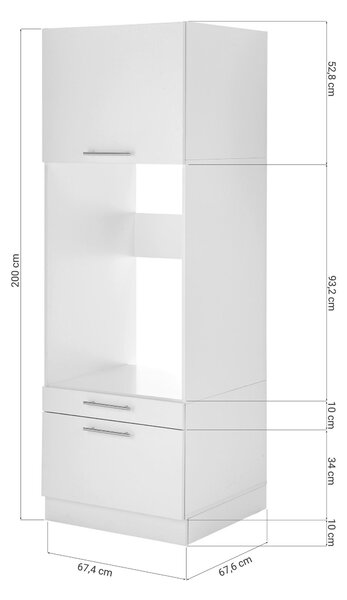 SKŘÍŇKA NAD PRAČKU, bílá, 67,4/200/67,6 cm Respekta - Víceúčelové skříně, Online Only