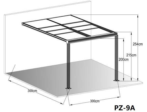 Hliníková pergola BestBerg PZ-9A / 9 m² / antracit/šedá