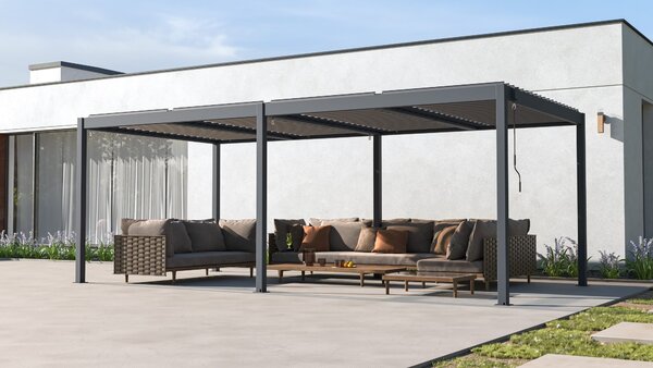 Hliníková bioklimatická pergola s lamelami BestBerg BBP-18G / 6 x 3 m / šedá