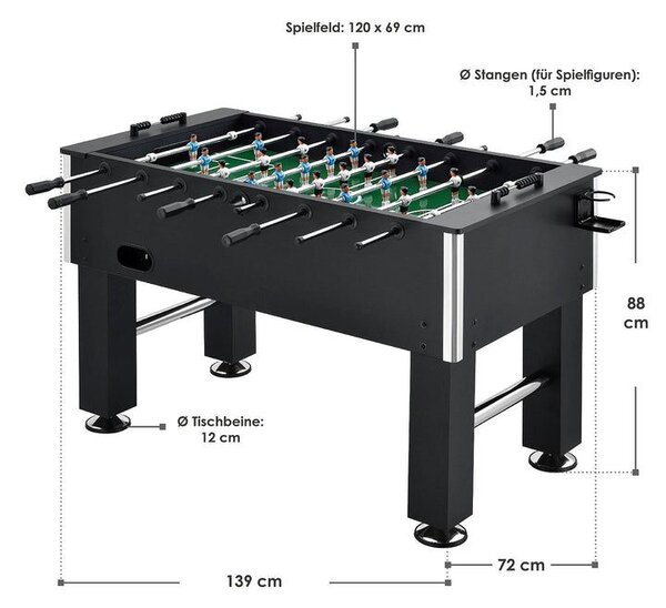 Stolní fotbálek 139 x 72 x 88 cm, černý