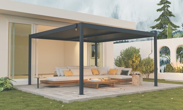 Hliníková bioklimatická pergola s lamelami BestBerg BBP-16G / 4 x 4 m / šedá