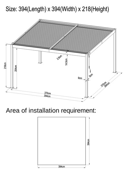 Hliníková bioklimatická pergola s lamelami BestBerg BBP-16G / 4 x 4 m / šedá