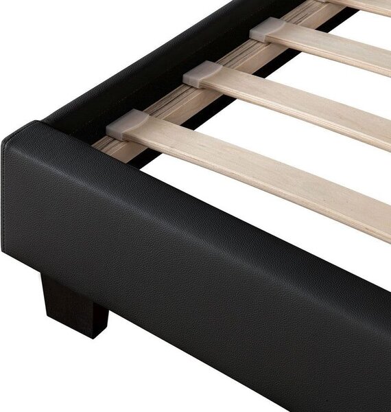 Moderní černá čalouněná postel 160x200 s LED a roštem