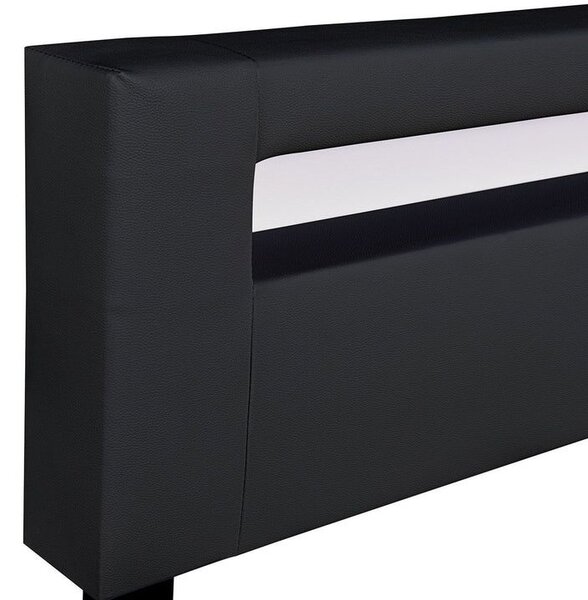 Moderní černá čalouněná postel 160x200 s LED a roštem