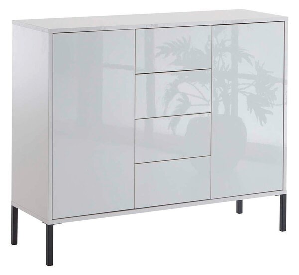 KOMODA, bílá, vysoce lesklá bílá, 105,5/86/33 cm MID.YOU - Komody na nožičkách, Online Only