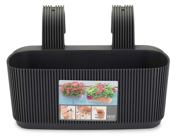 ZÁVĚSNÝ PLASTOVÝ KVĚTINÁČ LINE 21X29X19 CM ČERNÁ