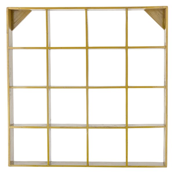 Nástěnna police z recyklovaného dřeva Bekka Yellow 70x70 cm