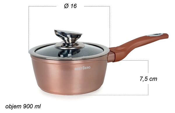 15dílná sada nádobí s mramorovým povrchem BestBerg BBN-1015RG / rosegold