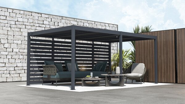 Boční zástěna pro bioklimatickou pergolu BestBerg BBP-E1CG / 238 × 218 cm / šedá
