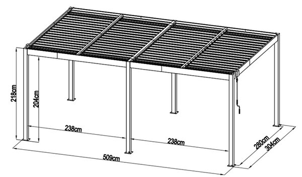 Hliníková bioklimatická pergola s lamelami BestBerg BBP-15G / 5 x 3 m / šedá