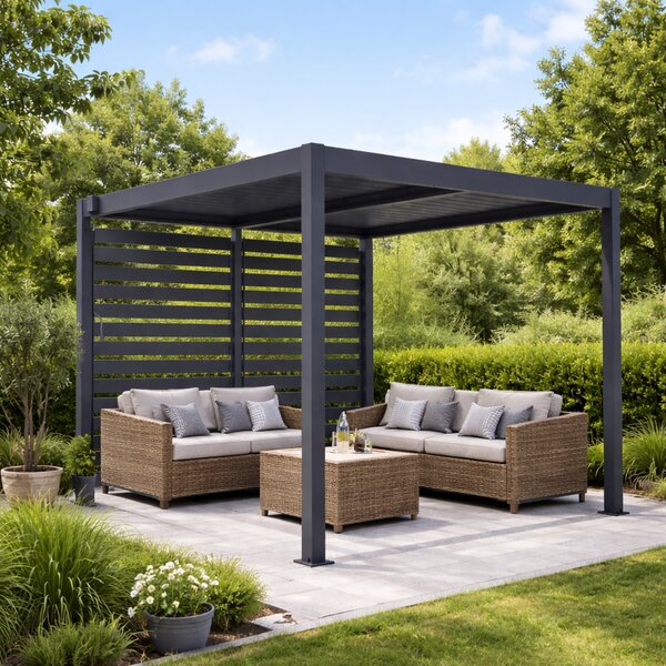 Boční zástěna pro bioklimatickou pergolu BestBerg BBP-B1CG / 279,4 × 218 cm / šedá