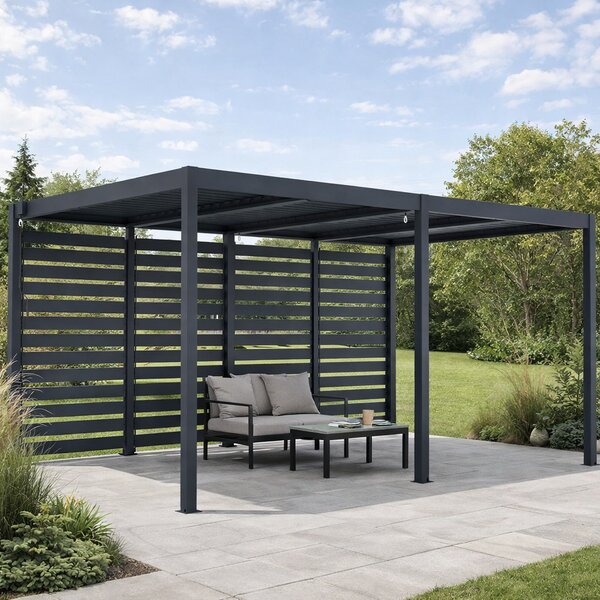 Boční zástěna pro bioklimatickou pergolu BestBerg BBP-E1CG / 238 × 218 cm / šedá