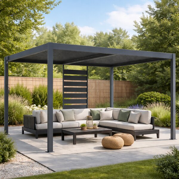 Boční zástěna pro bioklimatickou pergolu BestBerg BBP-ACG / 92 × 203 cm / šedá