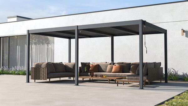 Hliníková bioklimatická pergola s lamelami BestBerg BBP-15G / 5 x 3 m / šedá