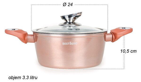 15dílná sada nádobí s mramorovým povrchem BestBerg BBN-1015RG / rosegold