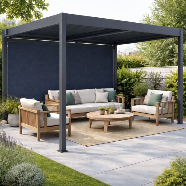 Boční zástěna pro bioklimatickou pergolu BestBerg BBP-W370 / 370 × 204 cm / šedá
