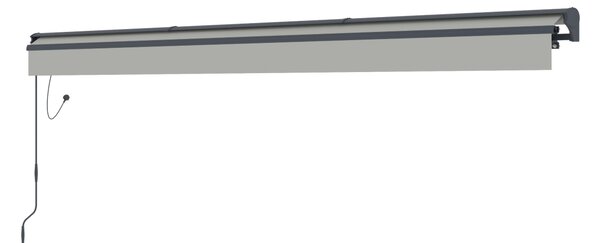 Elektrická markýza s LED osvětlením BestBerg BBSU-EL495LG / 495 x 300 cm / světle šedá