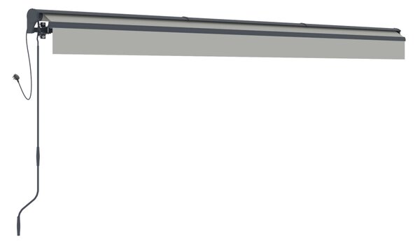 Elektrická markýza s LED osvětlením BestBerg BBSU-EL495LG / 495 x 300 cm / světle šedá