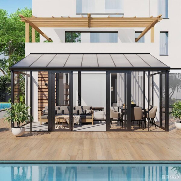 Luxusní zimní zahrada BestBerg PZ-QA9 / 16,5 m² / 300 x 548 x 312 cm / antracit