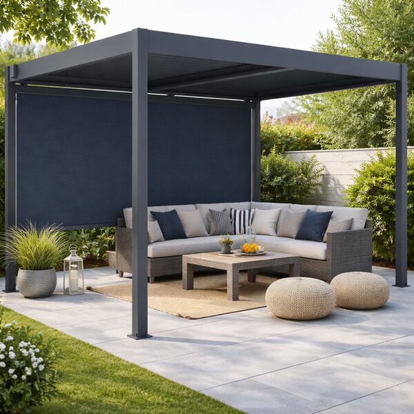 Boční zástěna pro bioklimatickou pergolu BestBerg BBP-W370 / 370 × 204 cm / šedá