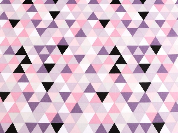 Bavlněná látka trojúhelníky - 5 (434) růžová sv
