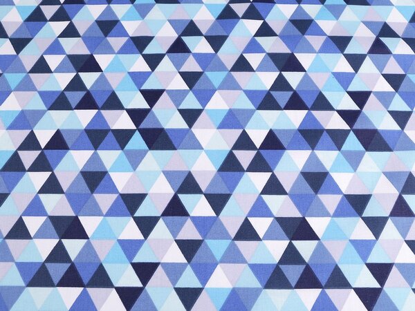 Bavlněná látka trojúhelníky - 6 (435) modrá blankytná