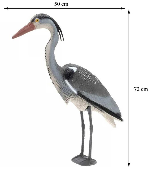 Zahradní plastová figurka Heron, 72x50 cm, šedá