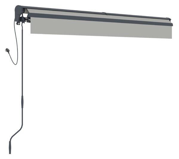 Elektrická markýza s LED osvětlením BestBerg BBSU-EL295LG / 295 x 250 cm / světle šedá