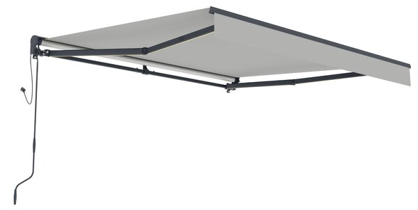 Elektrická markýza s LED osvětlením BestBerg BBSU-EL295LG / 295 x 250 cm / světle šedá