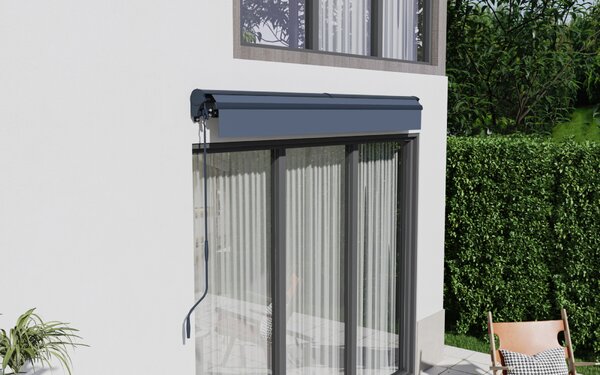 Elektrická markýza s LED osvětlením BestBerg BBSU-EL295CG / 295 x 250 cm / šedá