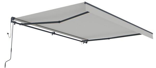 Elektrická markýza s LED osvětlením BestBerg BBSU-EL395LG / 395 x 300 cm / světle šedá