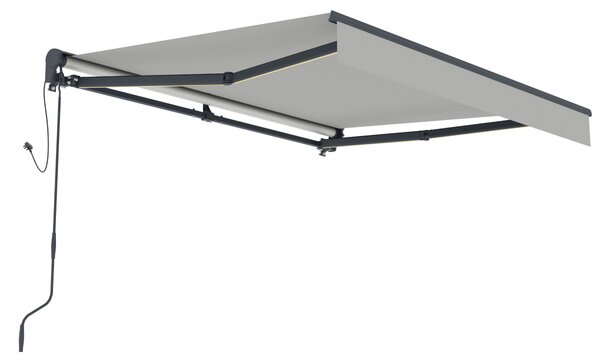 Elektrická markýza s LED osvětlením BestBerg BBSU-EL250LG / 250 x 200 cm / světle šedá