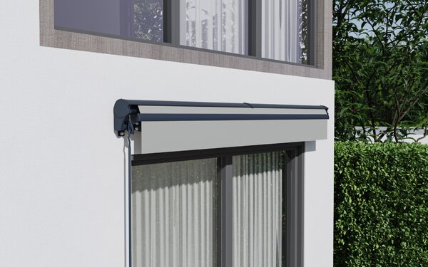 Elektrická markýza s LED osvětlením BestBerg BBSU-EL250LG / 250 x 200 cm / světle šedá