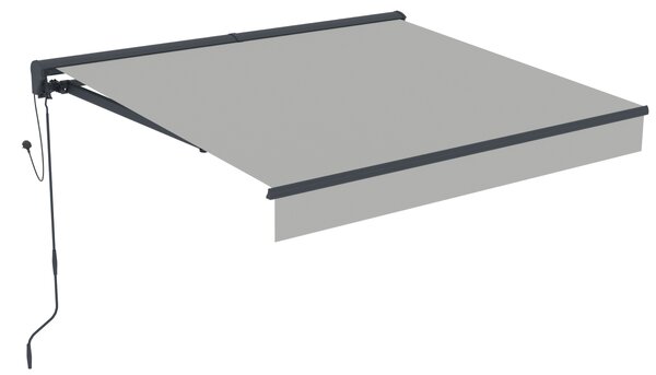Elektrická markýza s LED osvětlením BestBerg BBSU-EL250LG / 250 x 200 cm / světle šedá