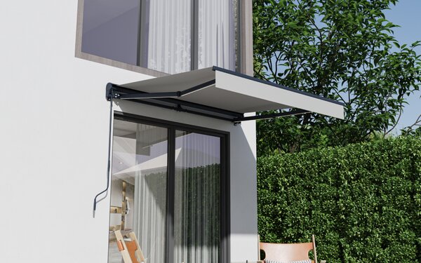 Elektrická markýza s LED osvětlením BestBerg BBSU-EL250LG / 250 x 200 cm / světle šedá
