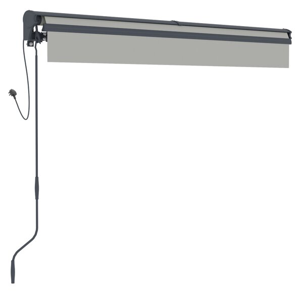 Elektrická markýza s LED osvětlením BestBerg BBSU-EL250LG / 250 x 200 cm / světle šedá