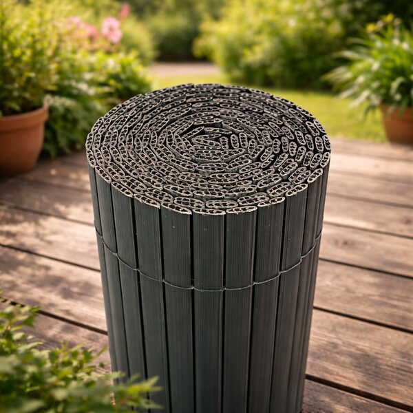 Umělá PVC rákosová rohož/zástěna BestBerg BBGD-23G / 2 × 3 m / šedá