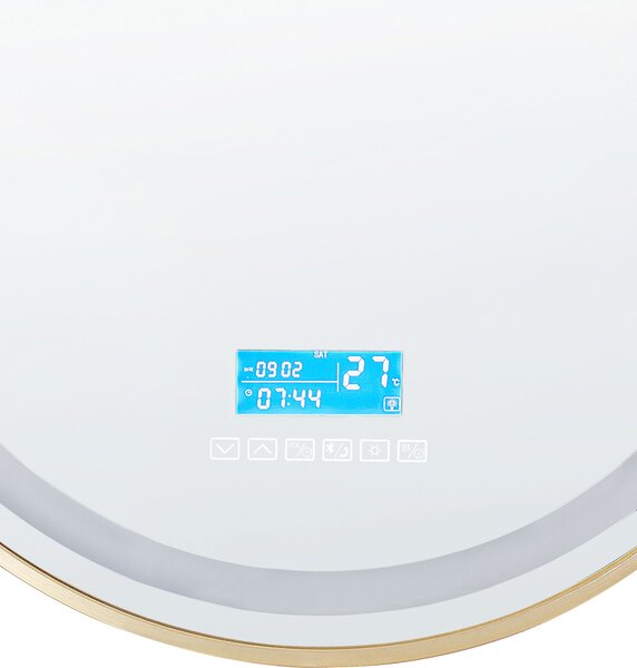 LED koupelnové zrcadlo DAROIS 60 cm 60 cm s reproduktorem Bluetooth Zlatá