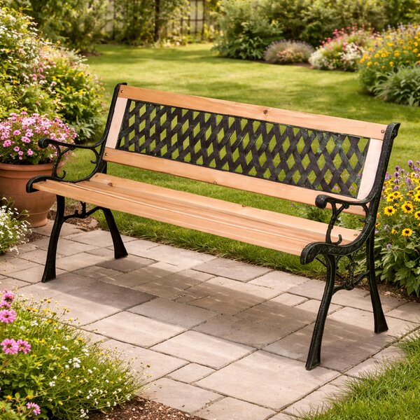 Zahradní lavička BestBerg BBGF-236 / 126 × 53 × 74 cm / dřevo/černá