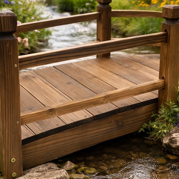 Dekorační zahradní mostek BestBerg BBGD-4001 / 150 x 55 x 42,5 cm / hnědá